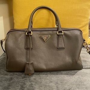 Prada leather grey doctor bag